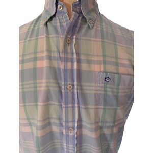 Southern Tide Mens Plaid Short Sleeve Button Down Shirt - Coastal Style